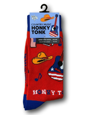 3/$18 Country Music "Honky Tonk" Funny Novelty Crew Socks - NWT